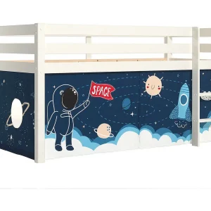 Hoogslaper 90×200 cm met wit massief grenen astronautentent Pino Hoogslaper 90×200 cm met wit massief grenen astronautentent Pino