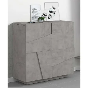 Dmora Schoenenkast Joel 38x81x86h cm Grijs Cement 3 Planken 16 Paar, Schoenenkast 2 Deuren Made in Italy