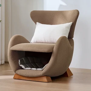 Huisdiervriendelijke fauteuil – 66 x 69 x 76 cm – krasbestendige stof – hout – bruin Huisdiervriendelijke fauteuil – 66 x 69 x 76 cm – krasbestendige stof – hout – bruin