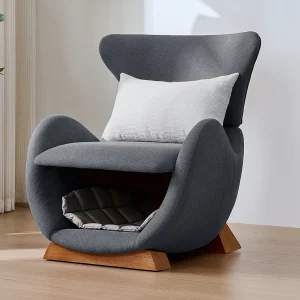Huisdiervriendelijke fauteuil – 66 x 69 x 76 cm – krasbestendige stof – hout – grijs Huisdiervriendelijke fauteuil – 66 x 69 x 76 cm – krasbestendige stof – hout – grijs