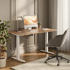 höhenverstellbarer elektrischer Schreibtisch weiß/artisan 140x80x120 elevate