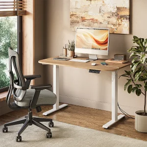 höhenverstellbarer elektrischer Schreibtisch weiß/artisan 120x70x120 elevate