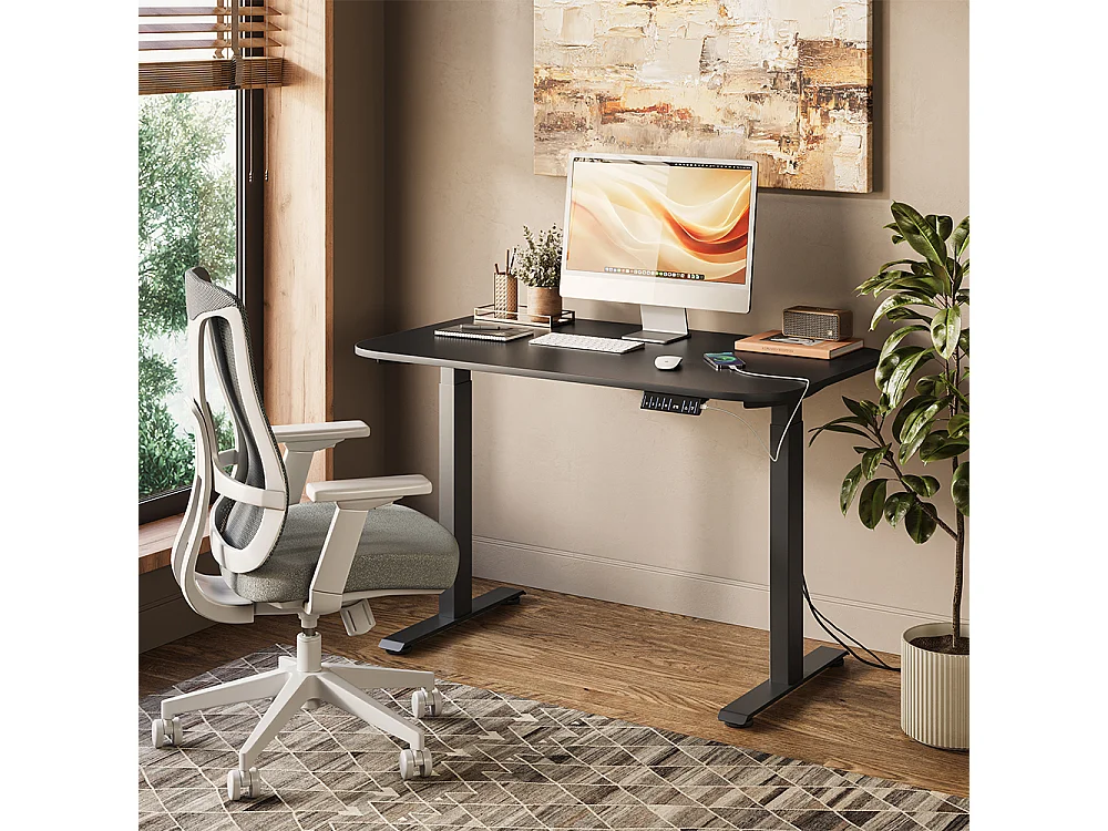 höhenverstellbarer elektrischer Schreibtisch schwarz/anthrazit 120x70x120 elevate