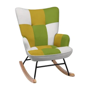 HOMEMIYN Schommelstoel – Fluweelzacht Comfort en Natuurhouten Structuur
