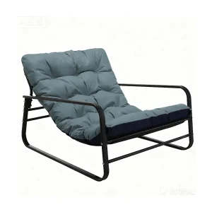 HOMEMIYN Woonkamerfauteuil, Tuinligstoel met omkeerbaar kussen, Stalen balkonligstoel, Bankfauteuil voor 2 personen, Terras