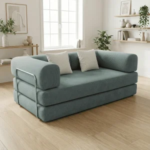 Kaia slaapbank 2-zits  ribfluweel – salie wit