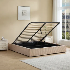 Bedbodem met opbergruimte 140 x 190 cm van corduroy Beige – KARESO van YSMÉE