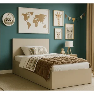 Houten bed met matras AVI 90×200 cm in kasjmier Houten bed met matras AVI 90×200 cm in kasjmier