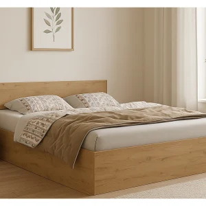 Houten bed met matras AVI 160×200 cm in kleur eiken craft Houten bed met matras AVI 160×200 cm in kleur eiken craft