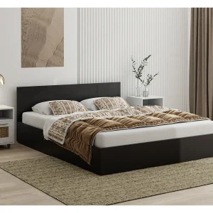 Houten bed met matras AVI 140×200 cm in zwarte kleur Houten bed met matras AVI 140×200 cm in zwarte kleur