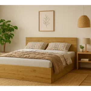 Houten bed met matras AVI 160×200 cm in Artisan eiken kleur Houten bed met matras AVI 160×200 cm in Artisan eiken kleur