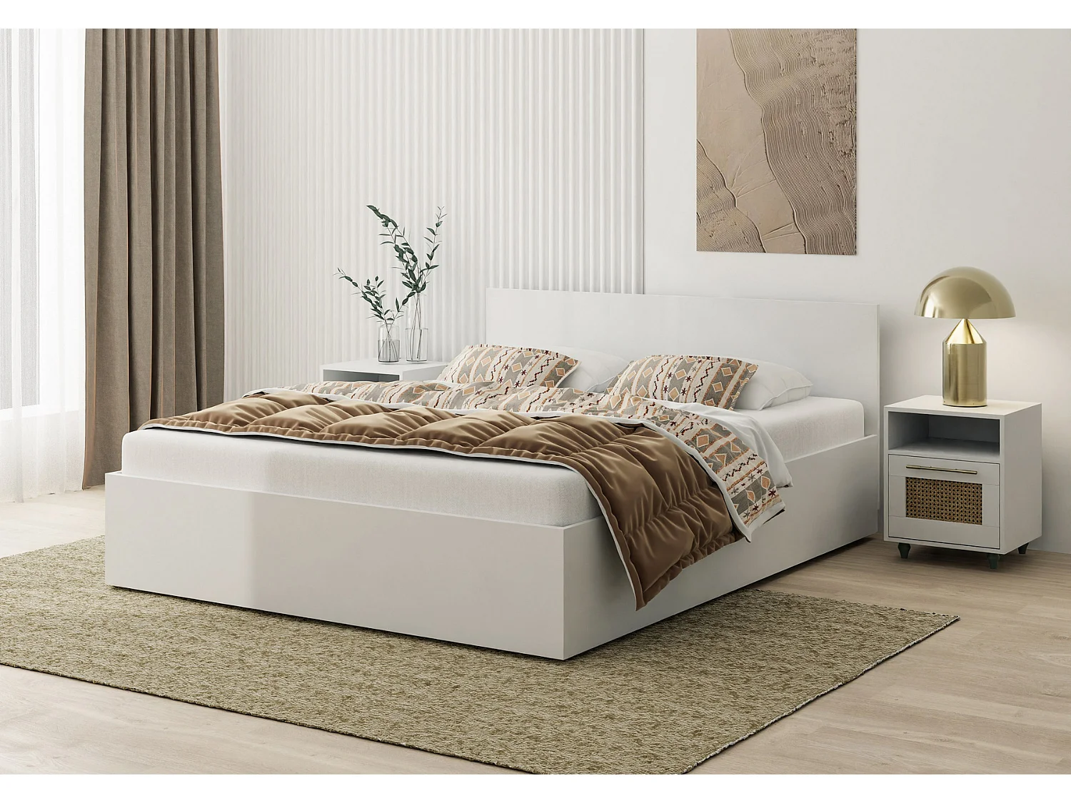 Houten bed met matras AVI 120x200 cm in wit