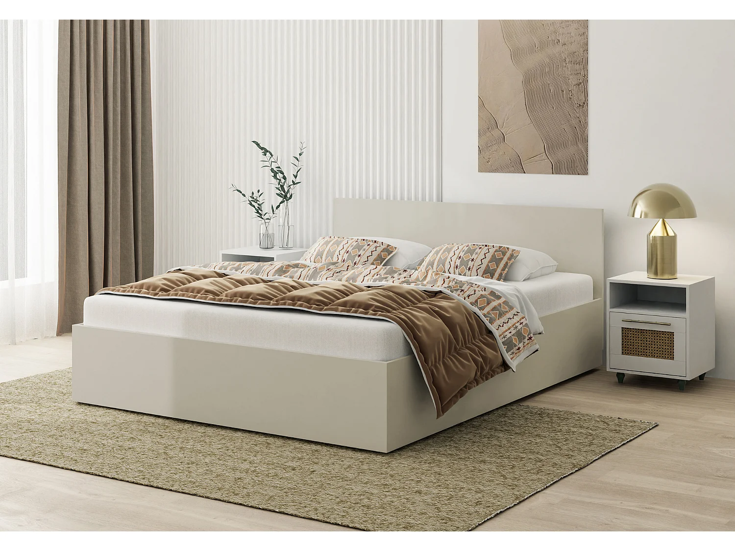 Houten bed met matras AVI 120×200 cm in kasjmier