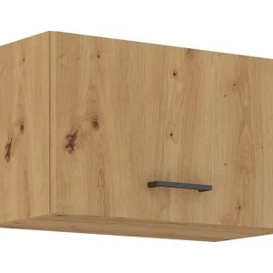 Hoge kast voor afzuigkap MODENA 60 cm ambachtelijk eiken en mat zwart, kanteldeur met demper en geïntegreerde LED-verlichting Hoge kast voor afzuigkap MODENA 60 cm ambachtelijk eiken en mat zwart, kanteldeur met demper en geïntegreerde LED-verlichting