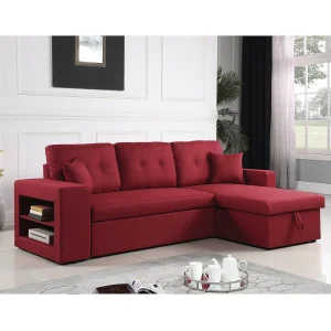Hoekbank slaapbank meubel links of rechts bank "Axel" – 3 zits – Rood Hoekbank slaapbank meubel links of rechts bank "Axel" – 3 zits – Rood