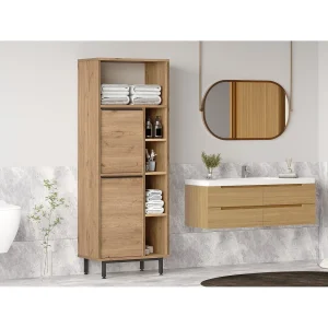 Houten badkamermeubel "ON10C" – 60 x 46 x 161 cm – Bruin