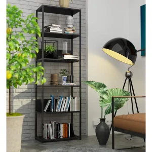 Industriële Metalen Boekenkast Zwart Loft Design – 60cm Breedte