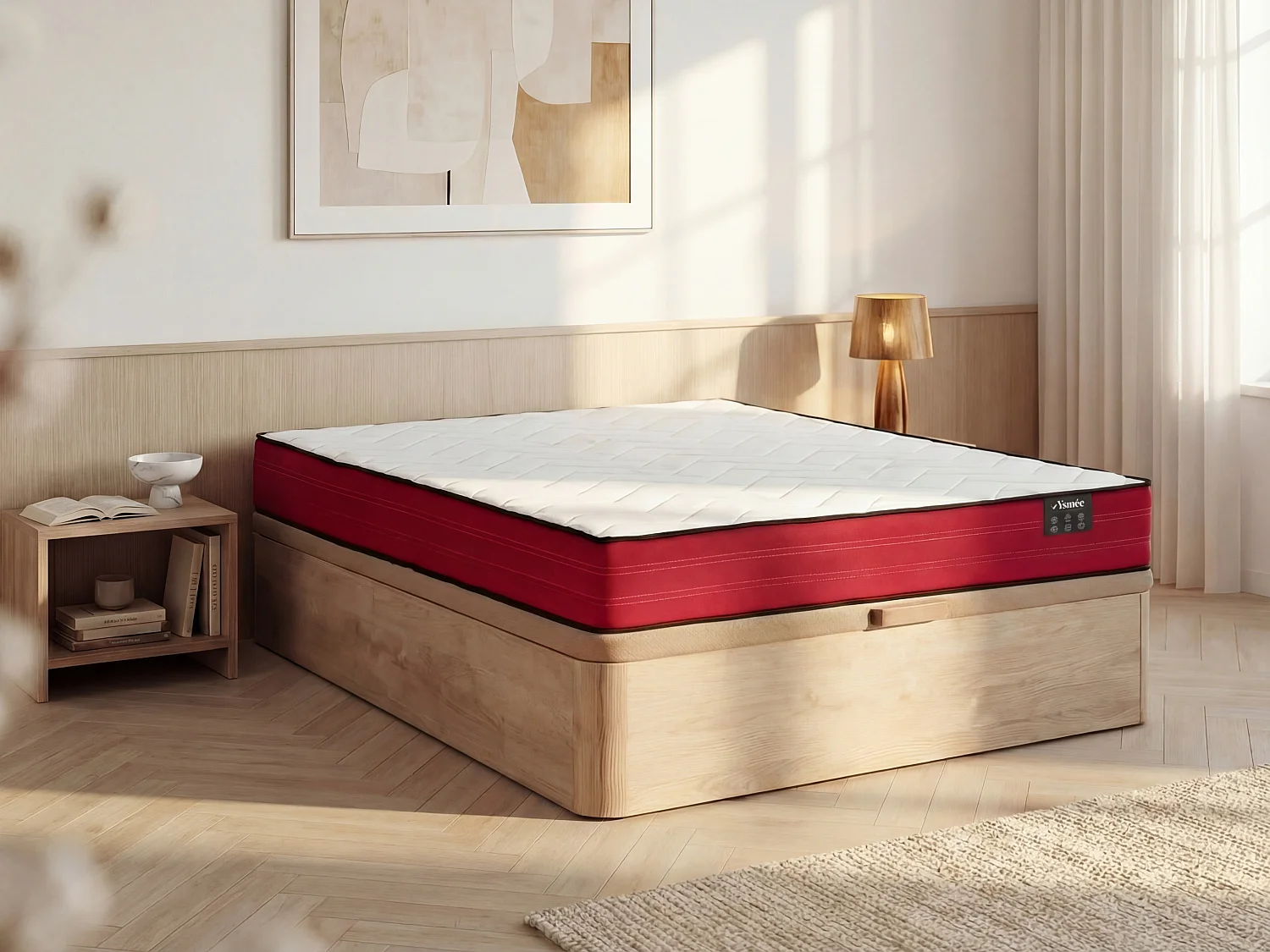 Set 160 x 200 cm queen size boxspring met opbergruimte + matras met pocketveren - JUBIA van Ysmée