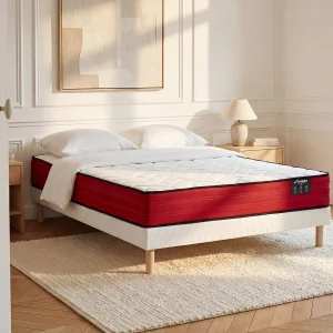 Set 160 x 200 cm queen size gestoffeerde bedbodem + matras met pocketveren – JUBIA van Ysmée Set 160 x 200 cm queen size gestoffeerde bedbodem + matras met pocketveren – JUBIA van Ysmée