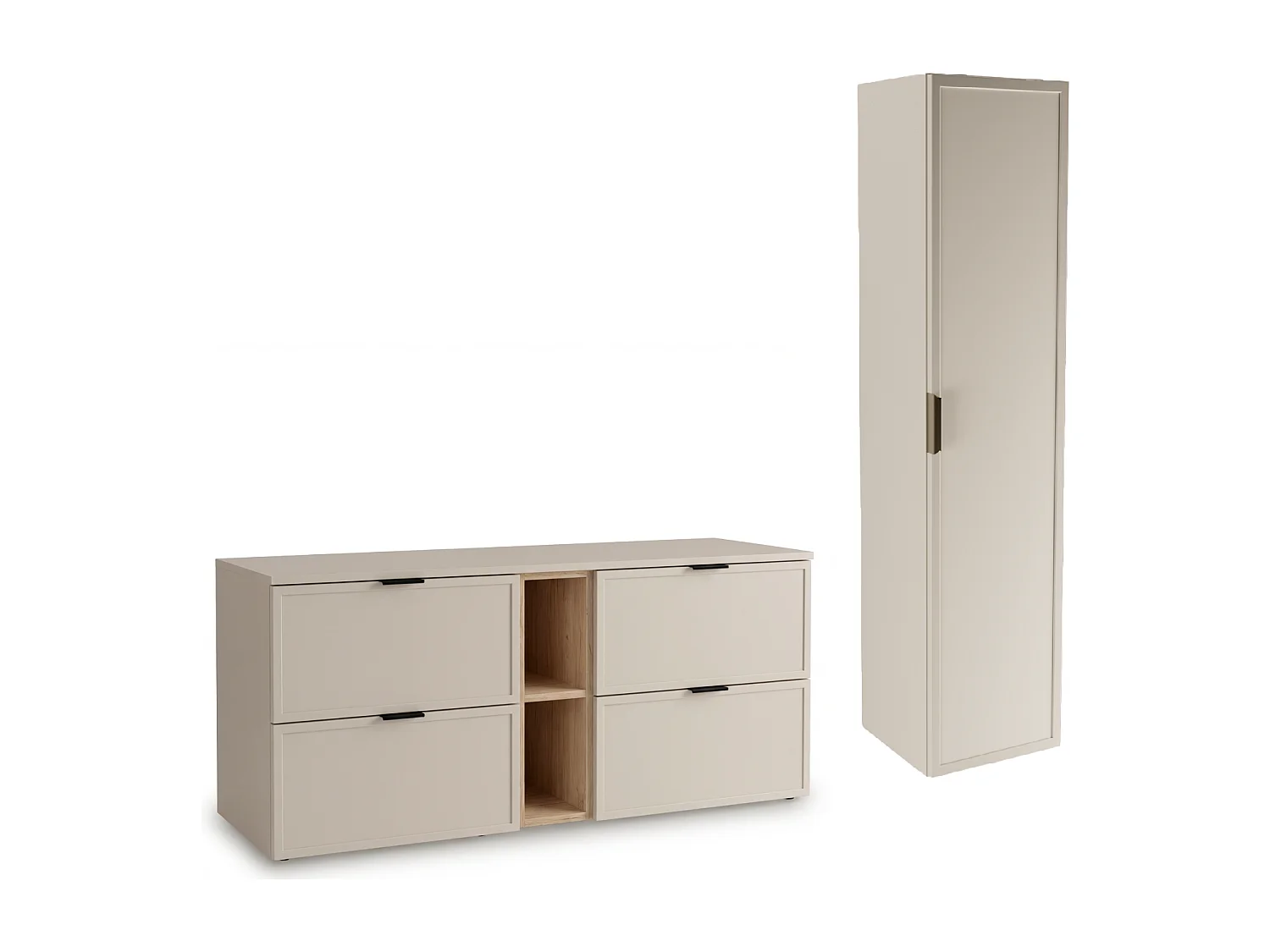 Kasjmier badkamerset 140 cm Kast met blad Rek Punt Frontjes Frame Roma