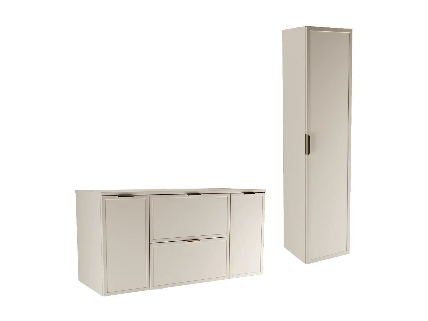 Kasjmier badkamerset 120 cm Kast met blad 2D2S Kolom Fronten Frame Roma