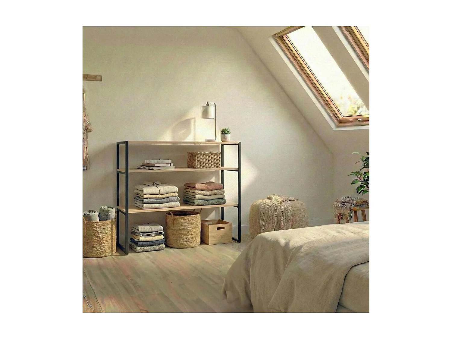 KADRA 100x85cm zolderkledingrek met planken