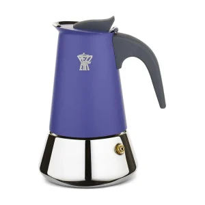 Italiaanse Pezzetti Steelexpress Koffiezetter 6 Kopjes Roestvrij Staal Indigo Blauw Inductie Italiaanse Pezzetti Steelexpress Koffiezetter 6 Kopjes Roestvrij Staal Indigo Blauw Inductie