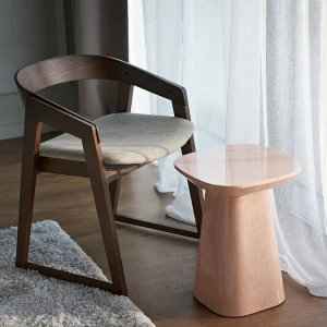 Houten stoel – bruin hout – beige – SALOSS