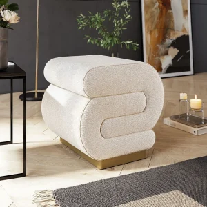 Houten poef Sally 40 x 42 x 42 cm – Crème
