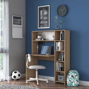 Moderne Eikenhouten Bureau "Haham" met Boekenplank – 113 x 40 x 142 cm Moderne Eikenhouten Bureau "Haham" met Boekenplank – 113 x 40 x 142 cm