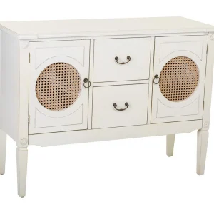 Houten halmeubel met twee lades en twee deuren met tralies. Houten halmeubel met twee lades en twee deuren met tralies.