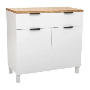 Houten haltafel met 2 lades en 2 deuren, wit Houten haltafel met 2 lades en 2 deuren, wit