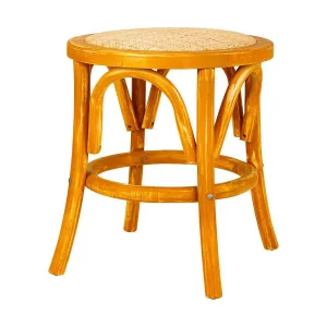 Houten kruk en rotan zitting Houten kruk en rotan zitting