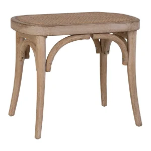 Houten bank met rotan zitting, bruin