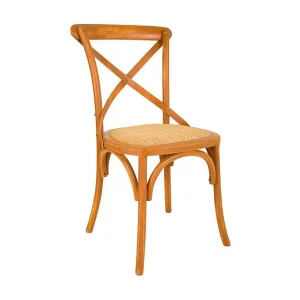 Houten stoel en rotan zitje