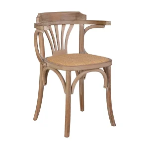 Houten stoel met rotan zitting, bruin Houten stoel met rotan zitting, bruin