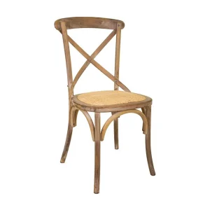 Houten stoel en rotan zitje