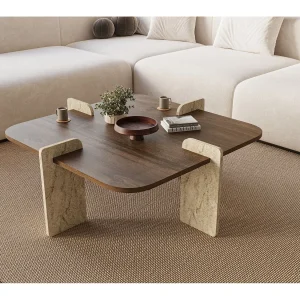 Houten salontafel "Poalla" – 90 x 90 x 35 cm – Bruin