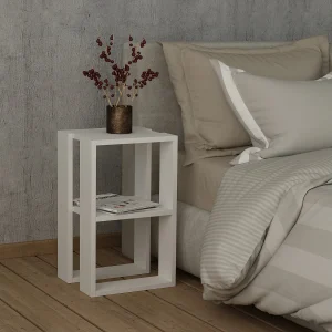 Houten nachtkastje "Lonie" 30 x 30 x 55 cm – Wit Houten nachtkastje "Lonie" 30 x 30 x 55 cm – Wit