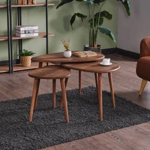 Houten salontafelset "Alvin" 80 x 52 x 50 cm – Notelaar Houten salontafelset "Alvin" 80 x 52 x 50 cm – Notelaar
