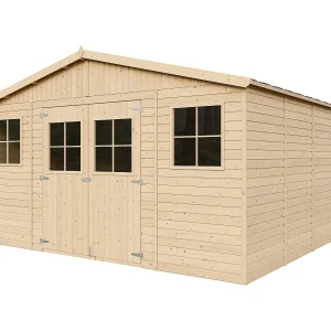 Houten tuinhuisje MET GEÏMPREGNEERDE VLOER – H246 x 418 x 420 cm/ 16 m² – M330+M330G Houten tuinhuisje MET GEÏMPREGNEERDE VLOER – H246 x 418 x 420 cm/ 16 m² – M330+M330G