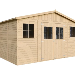 Houten tuinhuisje MET GEÏMPREGNEERDE VLOER – H246x418x320 cm/12 m² – Timbela M331+M331G Houten tuinhuisje MET GEÏMPREGNEERDE VLOER – H246x418x320 cm/12 m² – Timbela M331+M331G