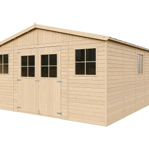 Houten tuinhuisje MET GEÏMPREGNEERDE VLOEREN -H246x418x522 cm/20 m²- TIMBELA M333 +M333G Houten tuinhuisje MET GEÏMPREGNEERDE VLOEREN -H246x418x522 cm/20 m²- TIMBELA M333 +M333G