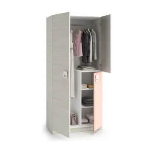 Kast 3 deuren spaanplaat roze 200x90x52cm