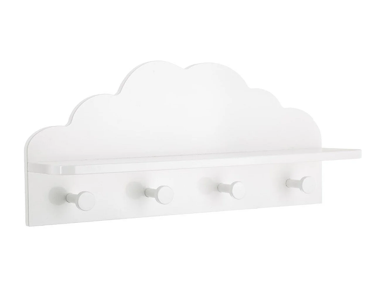 Kapstok met 4 haken van mdf wit 12x48x22cm