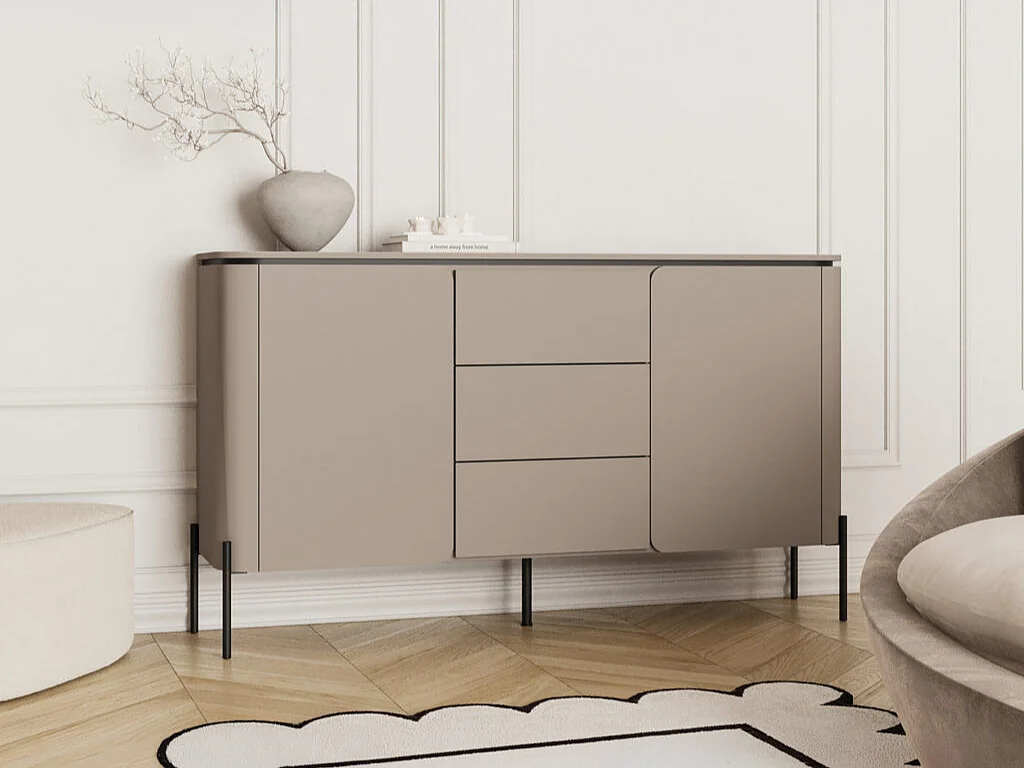 Junon Taupe 2-deurs dressoir met 3 laden