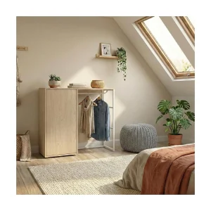 KADRA 100x85cm Kledingrek voor zolder met kledingkast en opbergunit