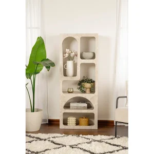 Moderne Houten Boekenkast "Venüs" met Travertijn Marmeren Afwerking 60 x 32 x 150 cm Moderne Houten Boekenkast "Venüs" met Travertijn Marmeren Afwerking 60 x 32 x 150 cm