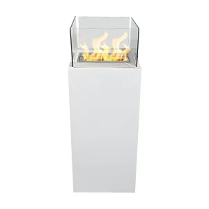 Ischia White 40x40x115 Binnen/Buiten Vrijstaande Bio-ethanol Openhaard