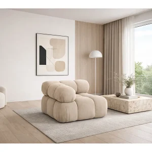 Hoekmodule modern voor modulair systeem, stof Salvador, Beige, Selia